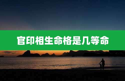官印相生命格是几等命