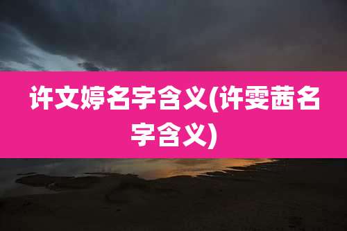 许文婷名字含义(许雯茜名字含义)