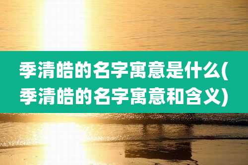 季清皓的名字寓意是什么(季清皓的名字寓意和含义)
