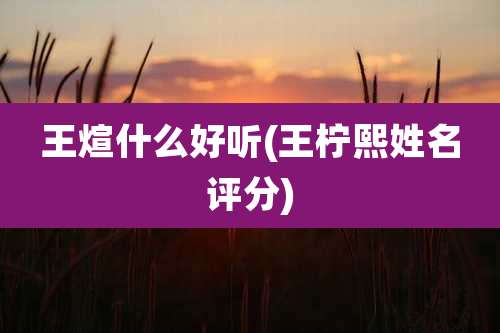 王煊什么好听(王柠熙姓名评分)