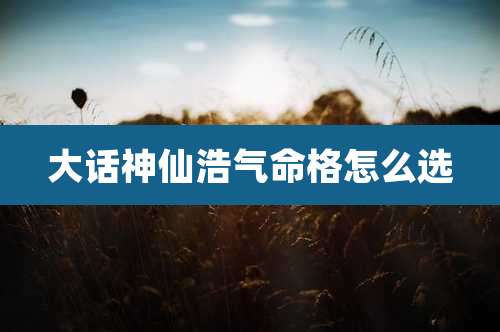 大话神仙浩气命格怎么选