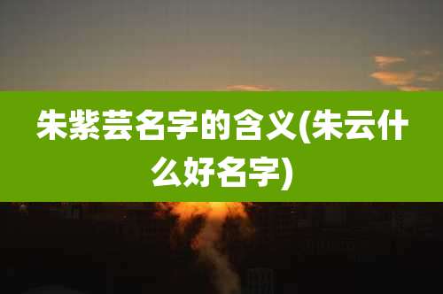 朱紫芸名字的含义(朱云什么好名字)