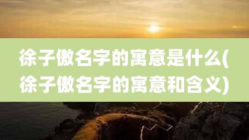 徐子傲名字的寓意是什么(徐子傲名字的寓意和含义)