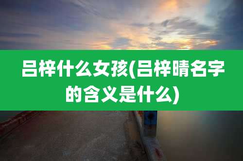 吕梓什么女孩(吕梓晴名字的含义是什么)