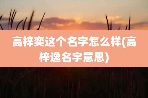 高梓奕这个名字怎么样(高梓逸名字意思)