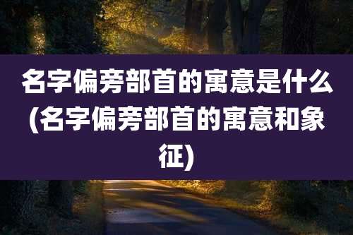名字偏旁部首的寓意是什么(名字偏旁部首的寓意和象征)
