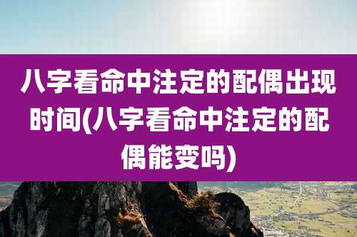 八字看命中注定的配偶出现时间(八字看命中注定的配偶能变吗)