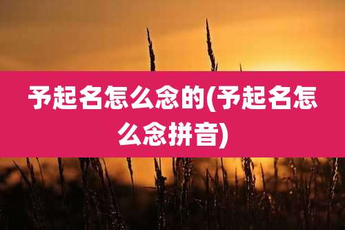 予起名怎么念的(予起名怎么念拼音)