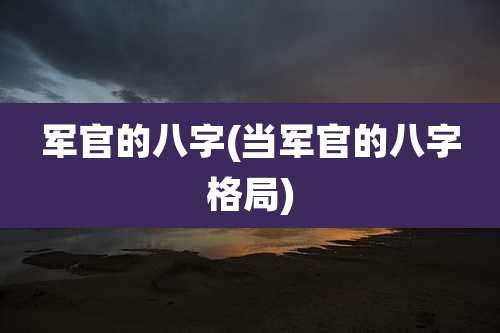 军官的八字(当军官的八字格局)