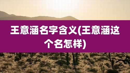 王意涵名字含义(王意涵这个名怎样)