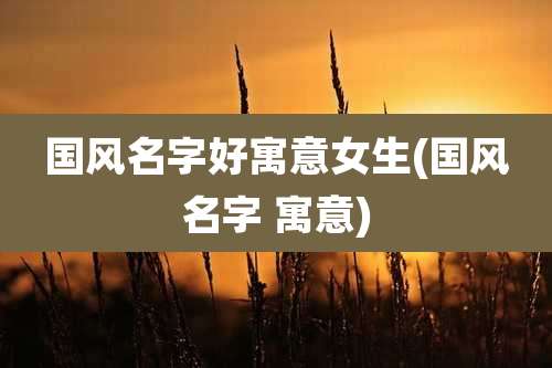 国风名字好寓意女生(国风名字 寓意)