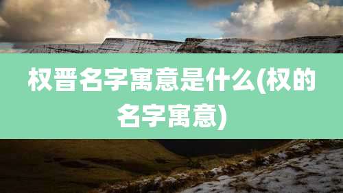 权晋名字寓意是什么(权的名字寓意)