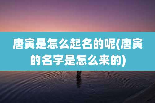 唐寅是怎么起名的呢(唐寅的名字是怎么来的)
