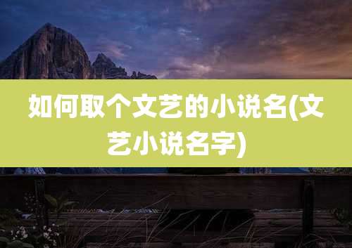 如何取个文艺的小说名(文艺小说名字)