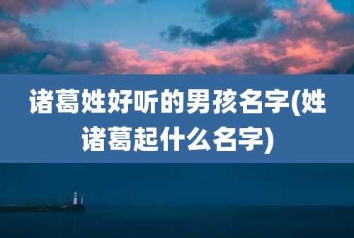 诸葛姓好听的男孩名字(姓诸葛起什么名字)
