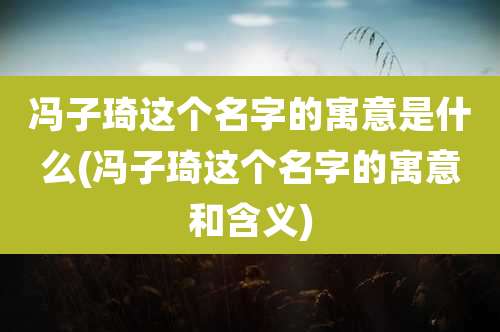 冯子琦这个名字的寓意是什么(冯子琦这个名字的寓意和含义)