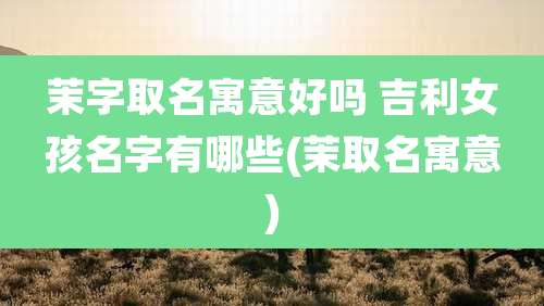 茉字取名寓意好吗 吉利女孩名字有哪些(茉取名寓意)