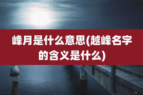 峰月是什么意思(越峰名字的含义是什么)