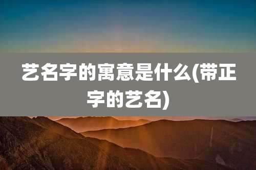 艺名字的寓意是什么(带正字的艺名)