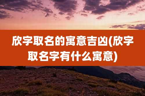 欣字取名的寓意吉凶(欣字取名字有什么寓意)