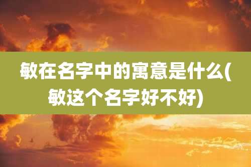 敏在名字中的寓意是什么(敏这个名字好不好)