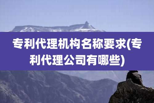 专利代理机构名称要求(专利代理公司有哪些)