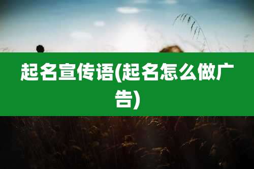 起名宣传语(起名怎么做广告)