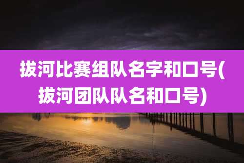 拔河比赛组队名字和口号(拔河团队队名和口号)