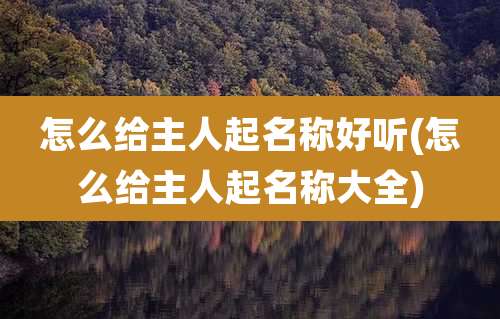 怎么给主人起名称好听(怎么给主人起名称大全)