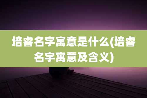 培睿名字寓意是什么(培睿名字寓意及含义)