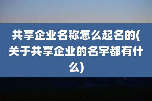 共享企业名称怎么起名的(关于共享企业的名字都有什么)