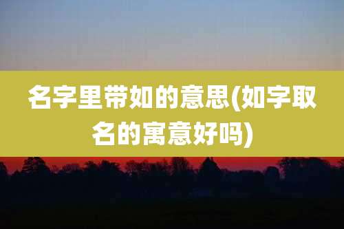 名字里带如的意思(如字取名的寓意好吗)