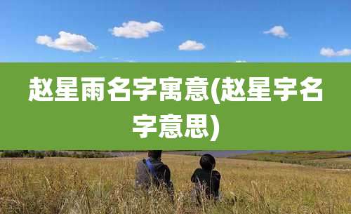 赵星雨名字寓意(赵星宇名字意思)
