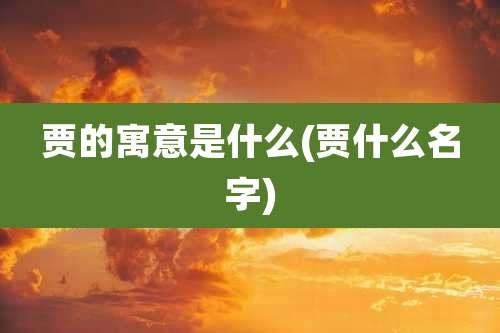 贾的寓意是什么(贾什么名字)