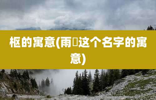 枢的寓意(雨琋这个名字的寓意)