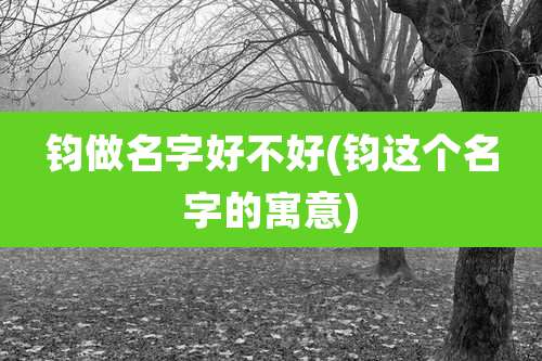 钧做名字好不好(钧这个名字的寓意)