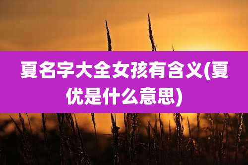 夏名字大全女孩有含义(夏优是什么意思)