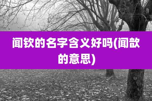 闻钦的名字含义好吗(闻歆的意思)