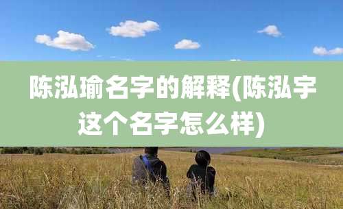 陈泓瑜名字的解释(陈泓宇这个名字怎么样)