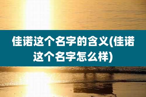 佳诺这个名字的含义(佳诺这个名字怎么样)