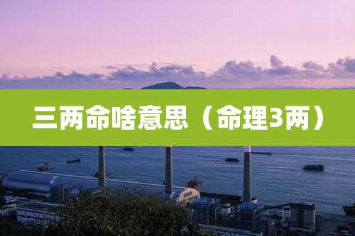 三两命啥意思（命理3两）