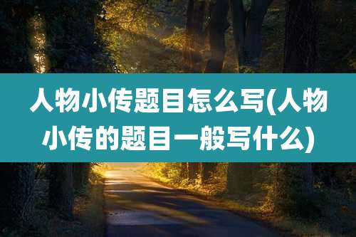 人物小传题目怎么写(人物小传的题目一般写什么)
