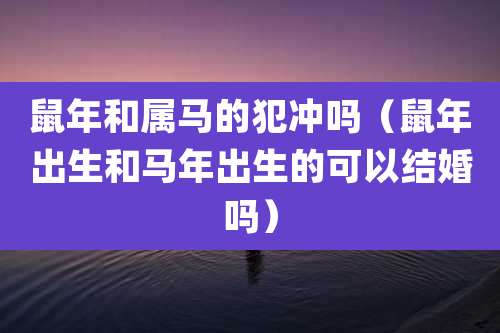鼠年和属马的犯冲吗(鼠年出生和马年出生的可以结婚吗)