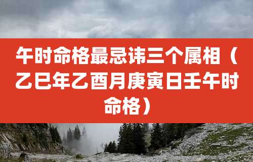 午时命格最忌讳三个属相(乙巳年乙酉月庚寅日壬午时命格)