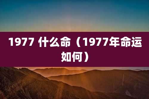 1977 什么命（1977年命运如何）
