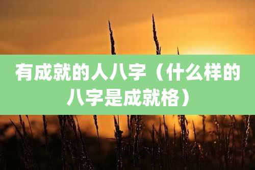 有成就的人八字（什么样的八字是成就格）