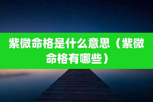 紫微命格是什么意思(紫微命格有哪些)