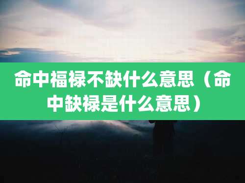 命中福禄不缺什么意思(命中缺禄是什么意思)
