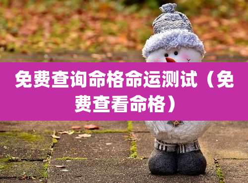 免费查询命格命运测试(免费查看命格)