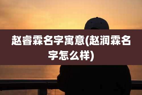 赵睿霖名字寓意(赵润霖名字怎么样)